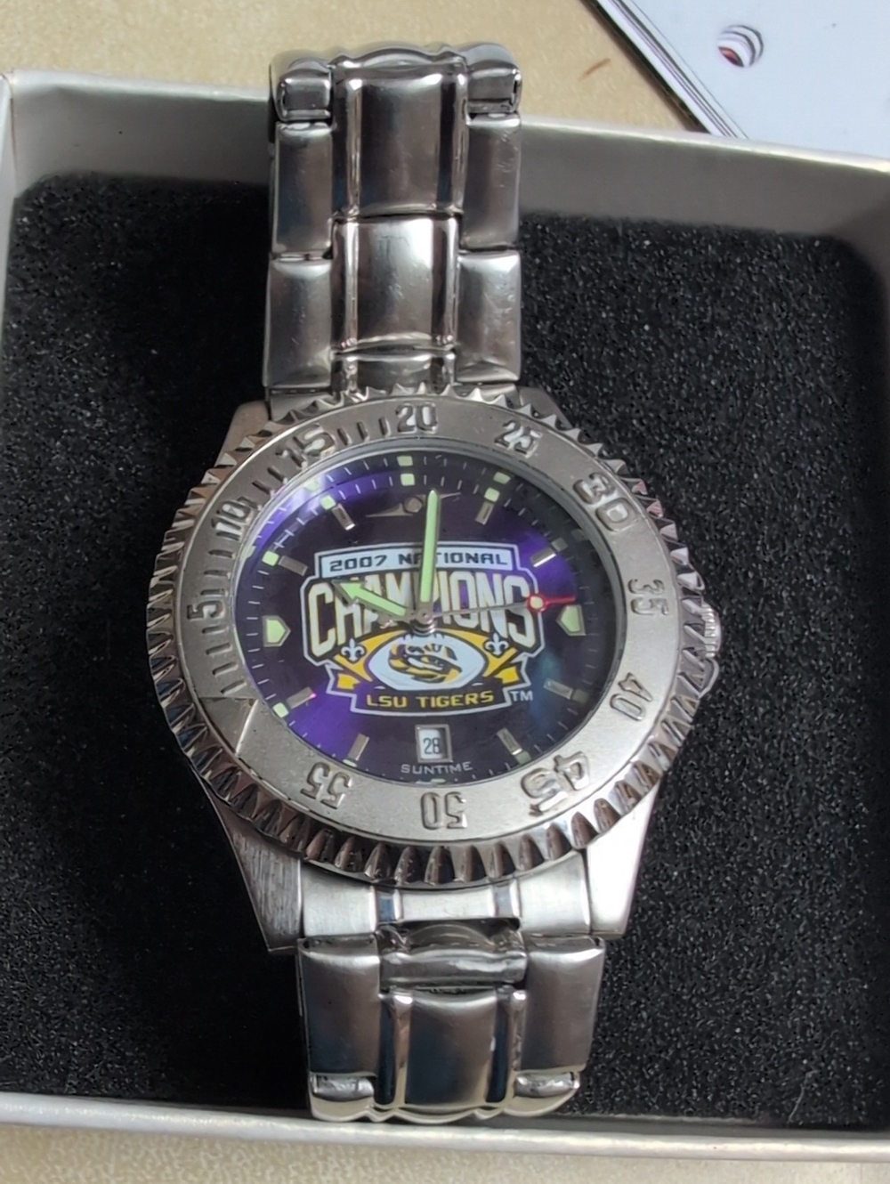 LSU Tigers 2007 Champions Silver-Tone Men's Watch